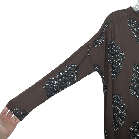 Masai Copenhagen Shift Dress Women’s Large Brown Black Floral Print Long Sleeve - Picture 3 of 16